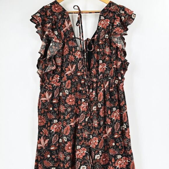 Madewell Womens Wide Leg Jumpsuit XXL Dark Floral Cottage Boho Prairie Fall - Picture 5 of 10